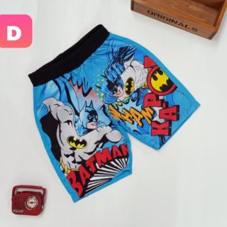 Quần lửng đi biển in 3d siêu nhân bé trai
