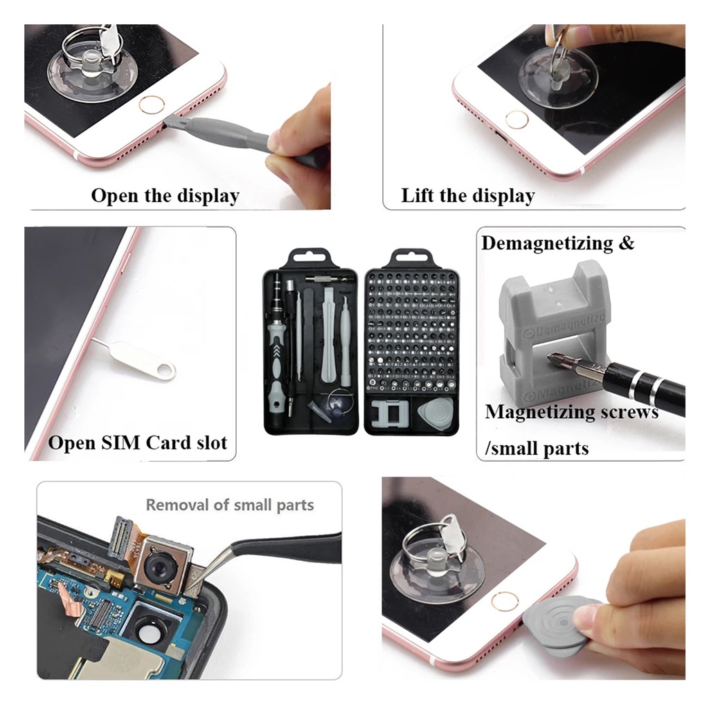 PVN44238 Bộ tua vít đa năng Bộ Tua tô Vít Từ Tính 115 Trong 1 Dùng Trong Sửa Chữa Điện Thoại/Laptop Đa Năng Giá Rẻ