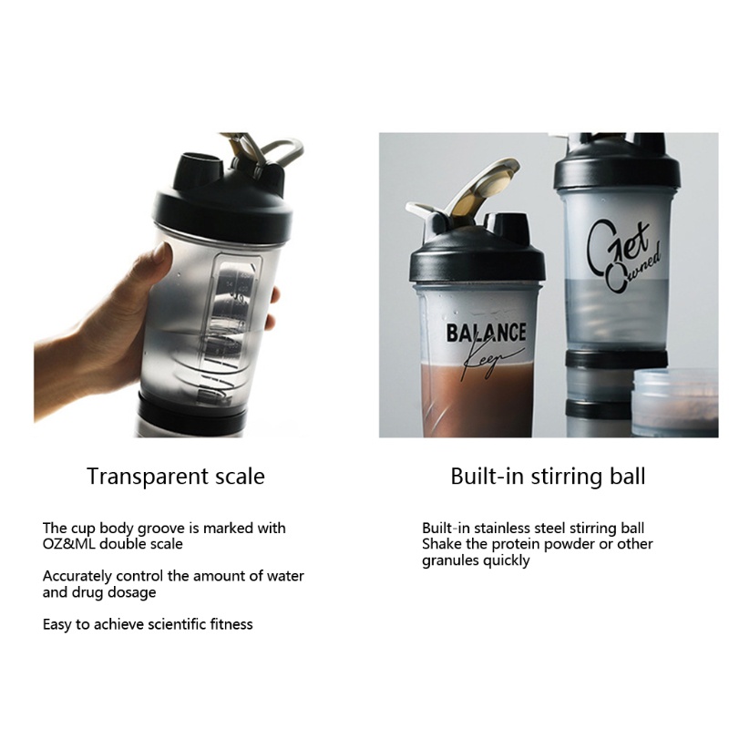 Bình Lắc Protein 500ml Bằng Nhựa Thiết Kế Nhỏ Gọn Tiện Dụng Mang Theo Du Lịch / Tập Gym