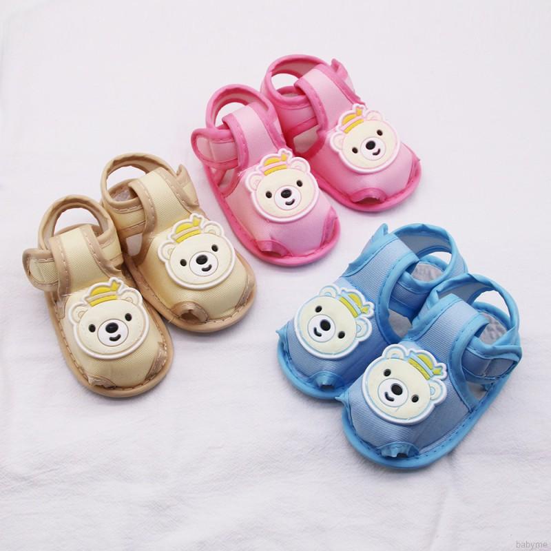 Giày Xăng đan Cotton Đế Mềm Khoét Lỗ Hình Gấu Phong Cách Mùa Hè Đáng Yêu Cho Bé Trai Gái