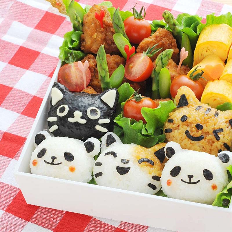 Khuôn Làm Cơm Nắm/Sushi Hình Chú Mèo Hoạt Hình DIY Dành Cho Bé