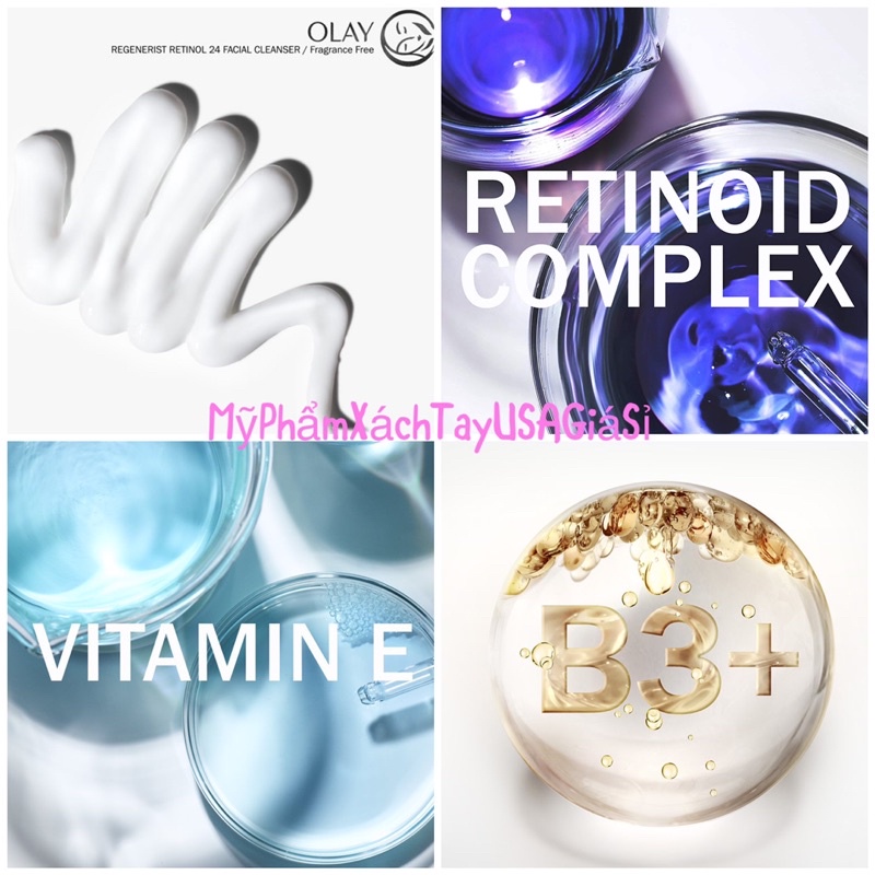 Sữa rửa mặt chống lão hoá cấp ẩm làm sáng da ban đêm Olay Regenerist Retinol 24 Facial Cleanser 150ml