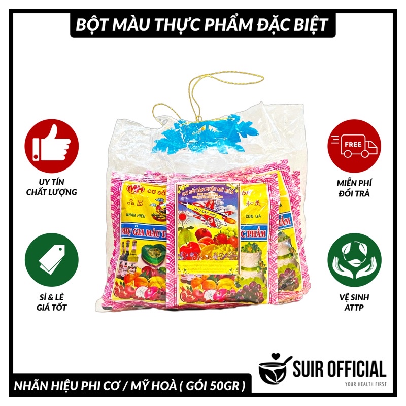 Phụ Gia Thực Phẩm / Bột Màu Thực Phẩm Đặc Biệt / Nhãn Hiệu Phi Cơ / Mỹ Hoà ( Gói 50GR ) Cam Kết Chất Lượng / An Toàn