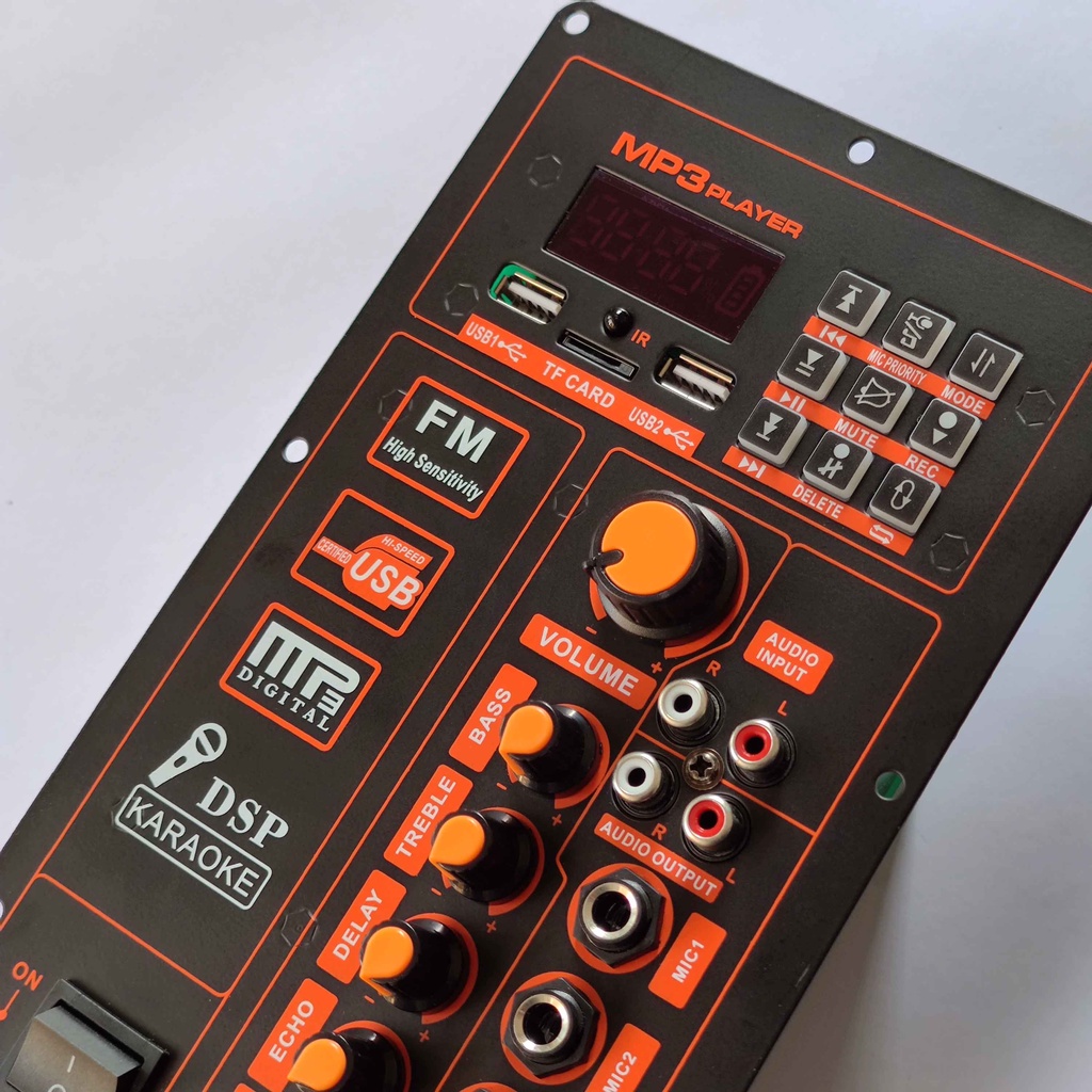 Bảng Mạch Khuếch Đại Âm Thanh Kỹ Thuật Số 12/220V 120W Cho Loa 8-12 Inch Kèm Micro