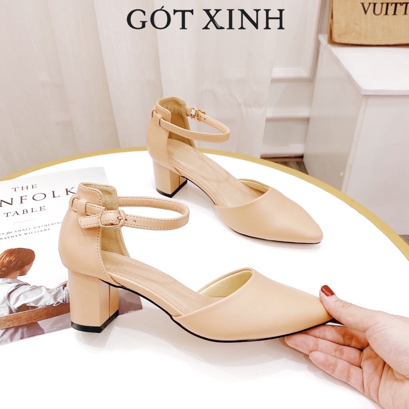 Giày cao gót GÓT XINH G6 da mềm gót vuông cao 5cm