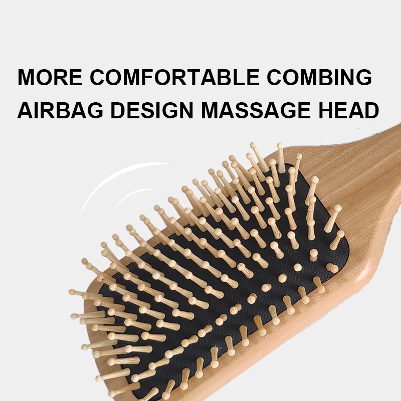 Bàn chải lược SEVICH bằng gỗ tự nhiên có đệm khí massage da đầu kích thích mọc tóc