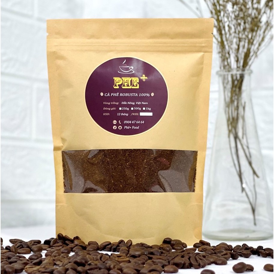 Cà phê Robusta 100% PHE+ 250gr Cafe rang xay -Tây Nguyên