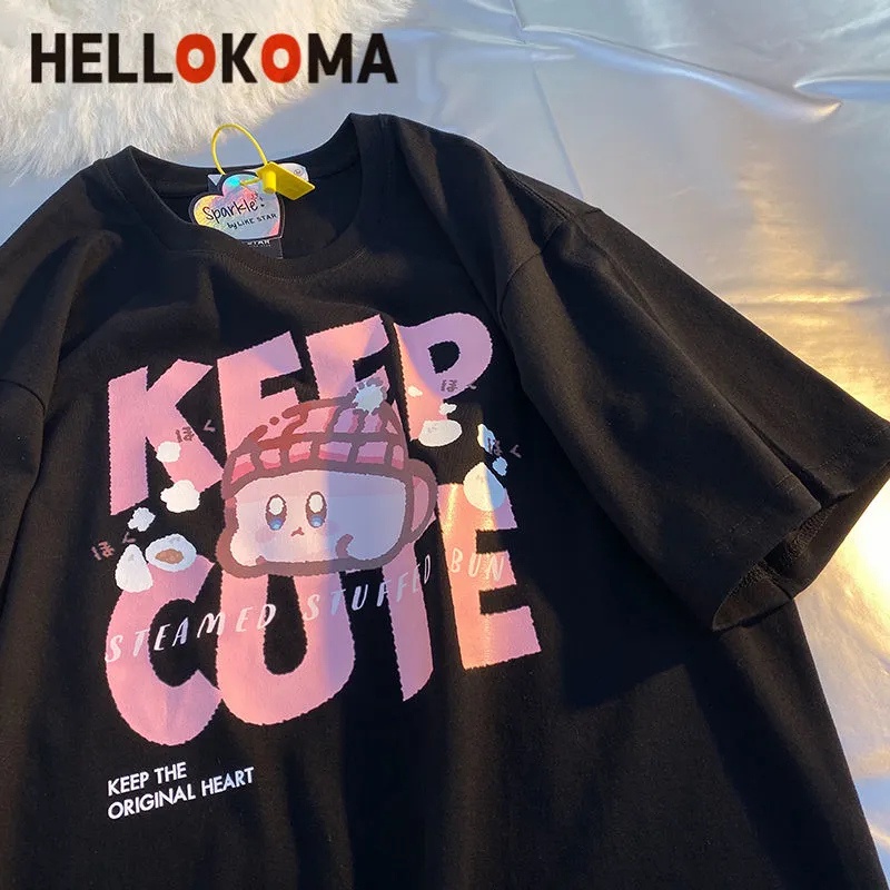 Áo Thun 100% Cotton Tay Ngắn Dáng Rộng Thời Trang Mùa Hè Hàn Quốc Mới Cho Nữ