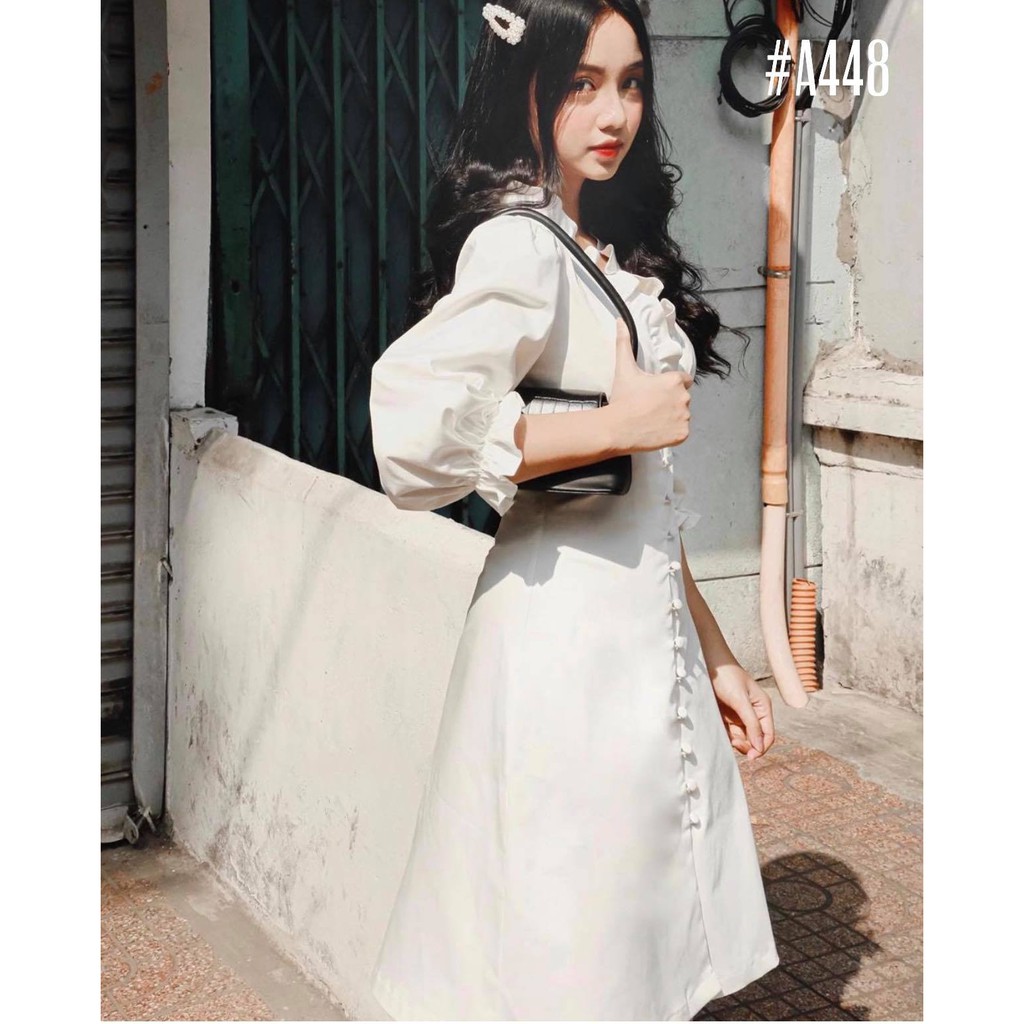 [Mã SKAMA06 giảm 8% tối đa 50K đơn 250K] Đầm trắng dạo phố viền bèo xinh xắn | BigBuy360 - bigbuy360.vn