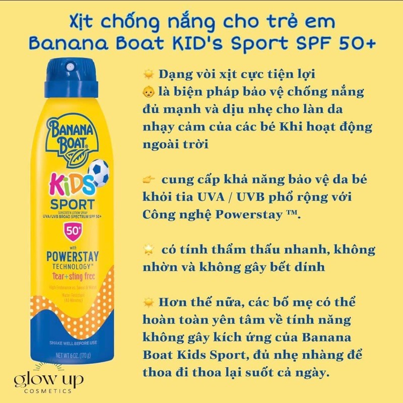 Kem chống nắng an toàn cho bé từ 6 tháng - Banana Boat Kids SPF 50 – Chai 170gr