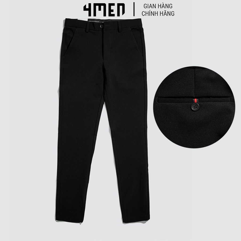 Quần tây nam phối dây sọc đẹp 4MEN QT023 form slimfit tôn dáng, vải cao cấp co giãn 4 chiều - Hàng nhập khẩu