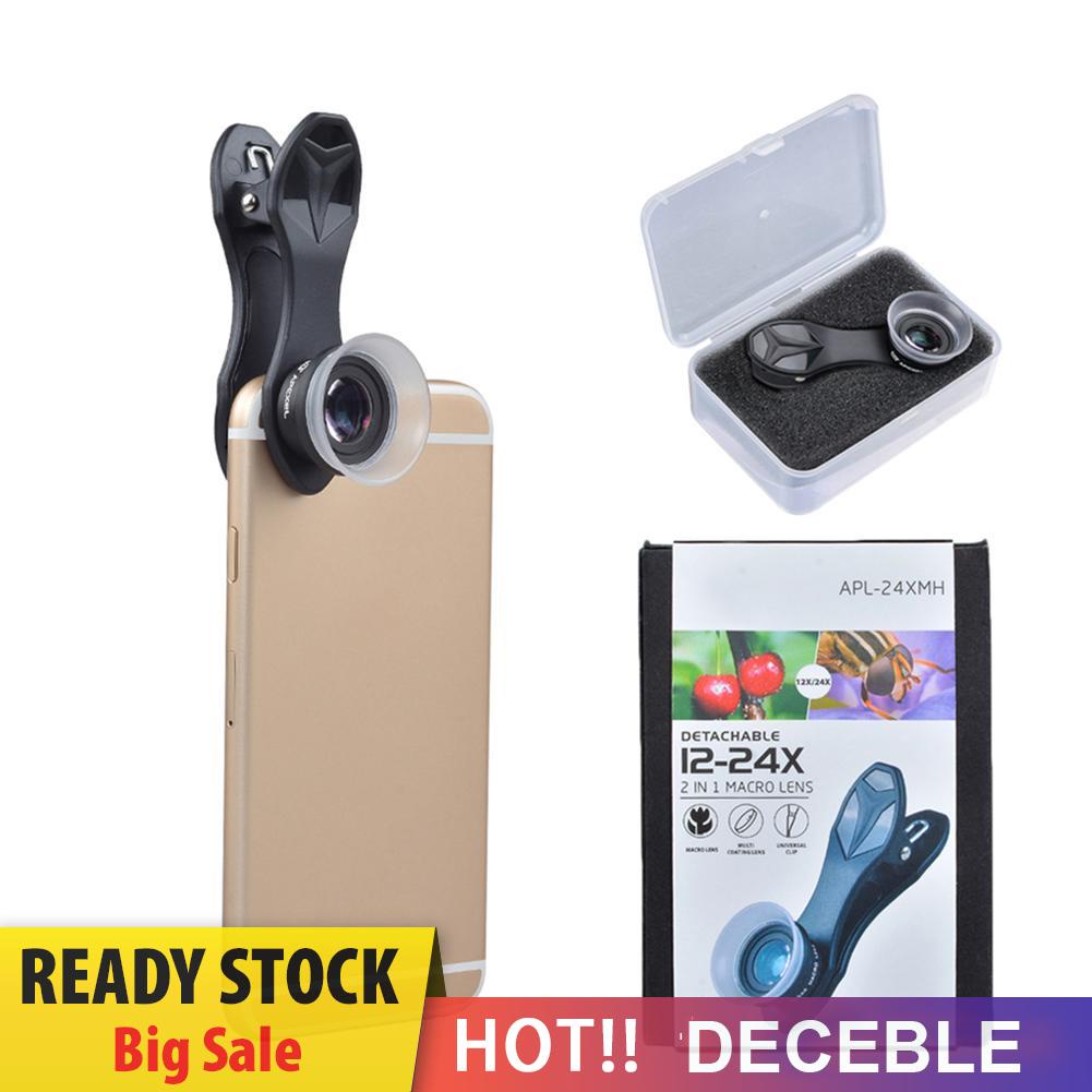 deceble APEXEL APL-24X Professional 2 in 1 Clip-on 12X+24X Macro Lens for Phone
