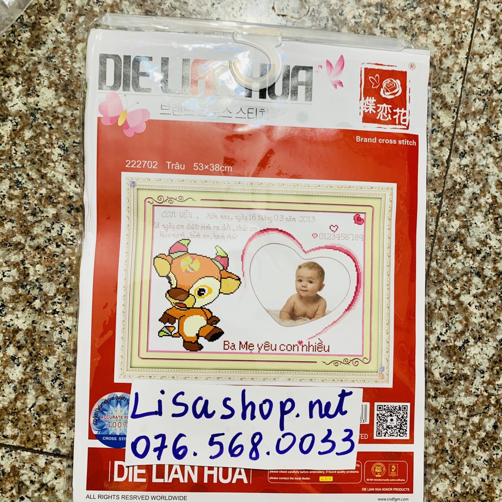 Tranh thêu chữ thập CON TRÂU CÓ LỒNG HÌNH 222702  CHƯA THÊU 222702