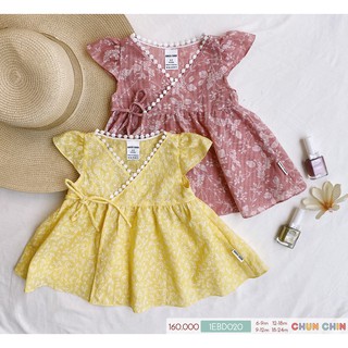 Váy cho bé gái dáng babydoll cổ viền ren cực xinh_EBD020_ChunChin