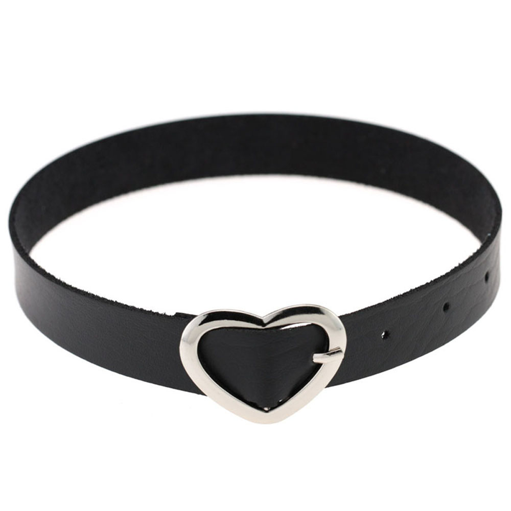 DOREEN 1pcs Funky Collar Choker Necklace Women Favorite Punk Goth Style Heart Ring Vintage Bijoux New Fine Jewelry Harajuku PU Leather/Multicolor