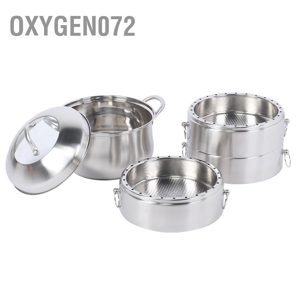 Oxygen072 4 Layer Stainless Steel Soup Cooker Food Steamer Energy-Saving Cooking Pot Kitchen Cookware