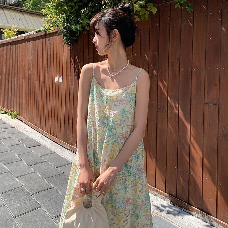 Đầm Hai Dây Mùa Hè Phong Cách Pháp Cho Nữ