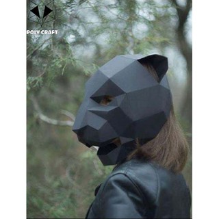 Mô hình mặt nạ giấy hình thú báo đen Panther 3D POLYCRAFT