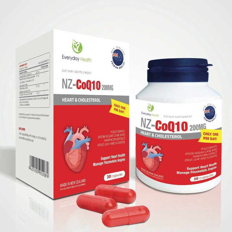 NZ-CoQ10 200mg - Hỗ trợ ổn định huyết áp, giảm cholesterol và các nguy cơ nhồi máu cơ tim (30 viên)