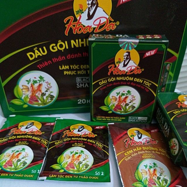 Dầu gội thảo dược đen tóc hoa đà (hộp 3 gói) | BigBuy360 - bigbuy360.vn