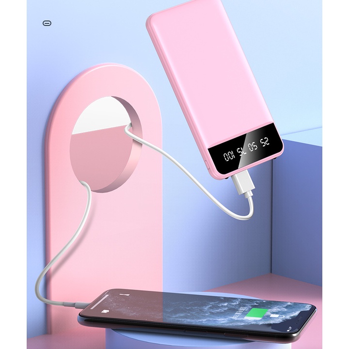 Sạc dự phòng mini YM228 20000mAh màu sắc tươi tắn dễ thương đèn led hiển thị % Pin tương thích điện thoại Android/IOS