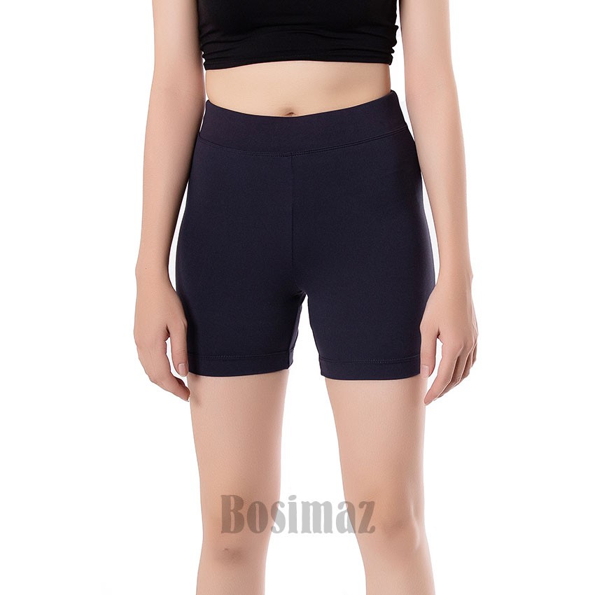 Quần Legging Nữ Bosimaz MS343 đùi không túi màu xanh navy cao cấp, thun co giãn 4 chiều, vải đẹp dày, thoáng mát.