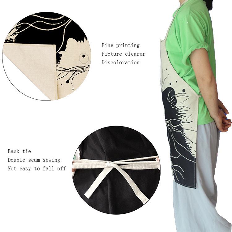 Tạp Dề Làm Bếp Vải Cotton Lanh Dễ Thương Cho Người Lớn