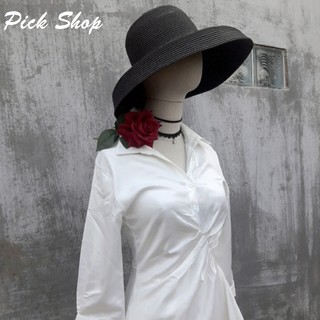 Pick  Shop - Ảnh thật - Đầm sơ mi lụa nhún eo