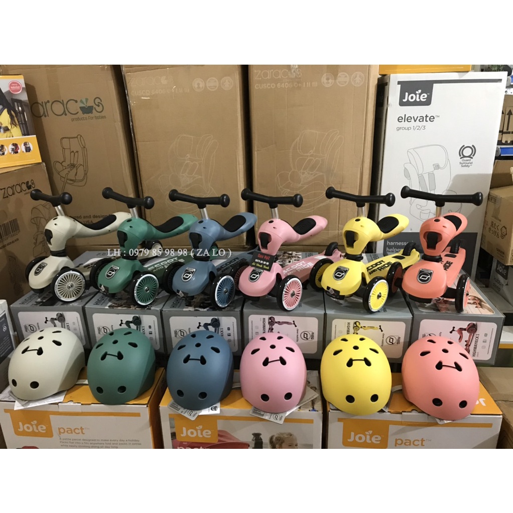 Combo xe chòi chân scooter Highwaykick 1 và mũ bảo hiểm cho bé từ 1 đến 5 tuổi - Scoot And Ride