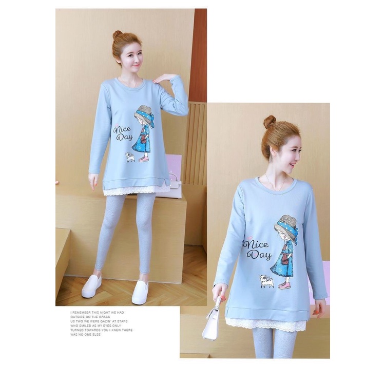 [Hàng Mới về] Áo Bầu Thu Đông Phối Vạt ren Hàng Quảng Châu Dày Dặn- NightDay864