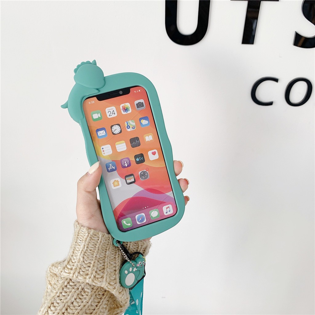 Hoạt Hình Ốp Điện Thoại Silicon Hình Khủng Long Có Dây Đeo Cho Iphone 11 / 12 Pro | BigBuy360 - bigbuy360.vn