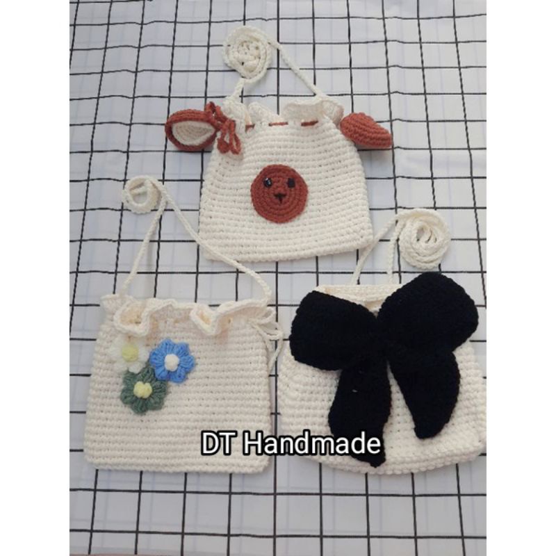 Túi Đeo Chéo- Túi Len Handmade Họa Tiết Dễ Thương