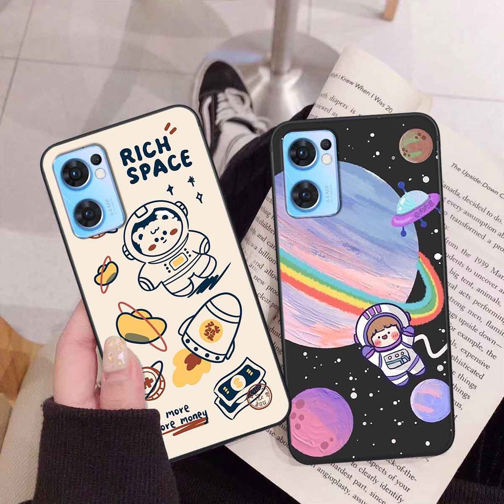 Ốp Oppo Reno7 / Reno7 Z 5G / Reno 7 in hình vũ trụ, phi hành gia bầu trời cute dễ thương