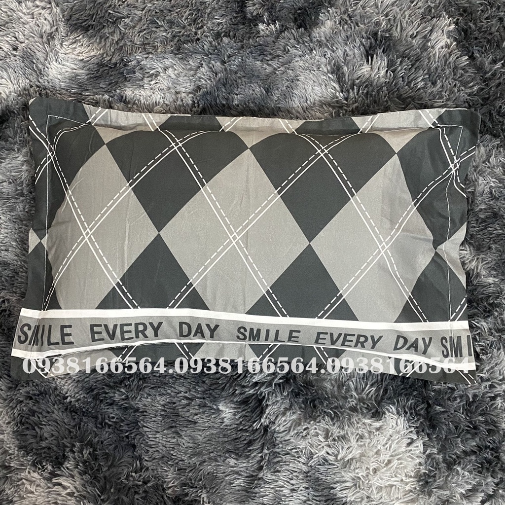 TRỌN BỘ COTTON POLY 5 MÓN CHĂN PHAO DÀY DẶN HÀNG VN KẺ SMILE - ĐỦ KÍCH THƯỚC