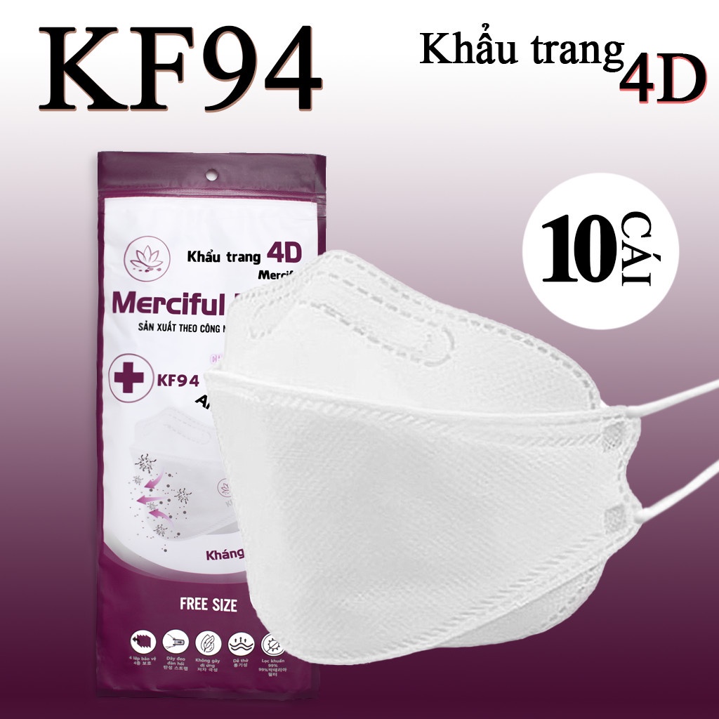 Khẩu Trang 4D KF94 Merciful - 1 bịch 10 cái