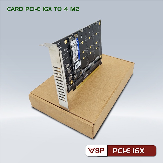 Card chuyển đổi PCI-e 16x to 4 M2