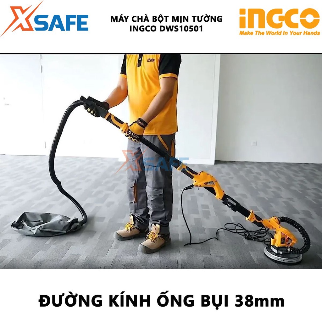 Máy chà bột mịn tường INGCO DWS1050 công suất 1050W tốc độ không tải 600-2300 rmp, đường kính đĩa chà 215mm - chính hãng