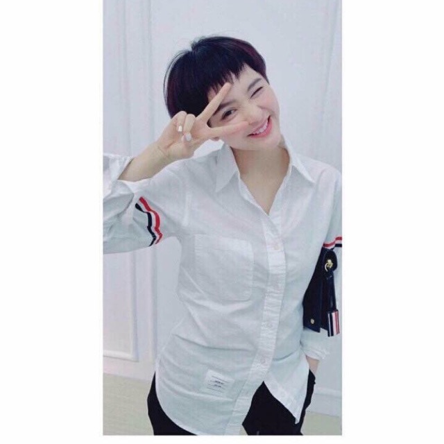 Sơ mi Trắng kẻ tay from rộng nam nữ UNISEX- Áo sơ mi dài tay bassic phong cách ulzzang hàn quốc