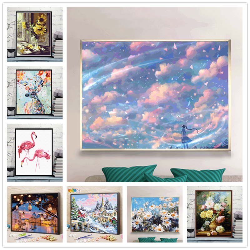 Bộ Tranh Sơn Dầu 40*50cm Tự Làm Họa Tiết Động Vật Trang Trí Nội Thất Sang Trọng Tiện Dụng Kèm Phụ Kiện