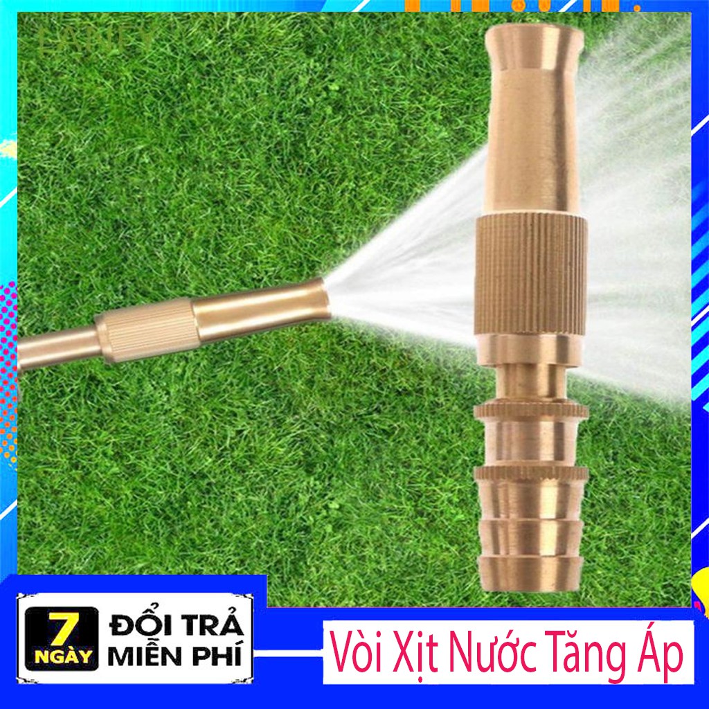 Đầu Vòi Xịt Tăng Áp Xuất Nước Mini bằng đồng phun nước rửa xe, tưới cây tăng áp đa năng (Tặng Đầu Siết