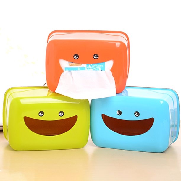 Hộp đựng khăn giấy ăn cuộn hình mặt cười smile cao cấp dễ thương