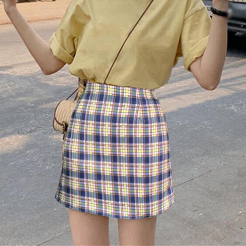 Chân Váy Chữ A Lưng Cao Họa Tiết Caro Phong Cách Hàn Quốc | BigBuy360 - bigbuy360.vn