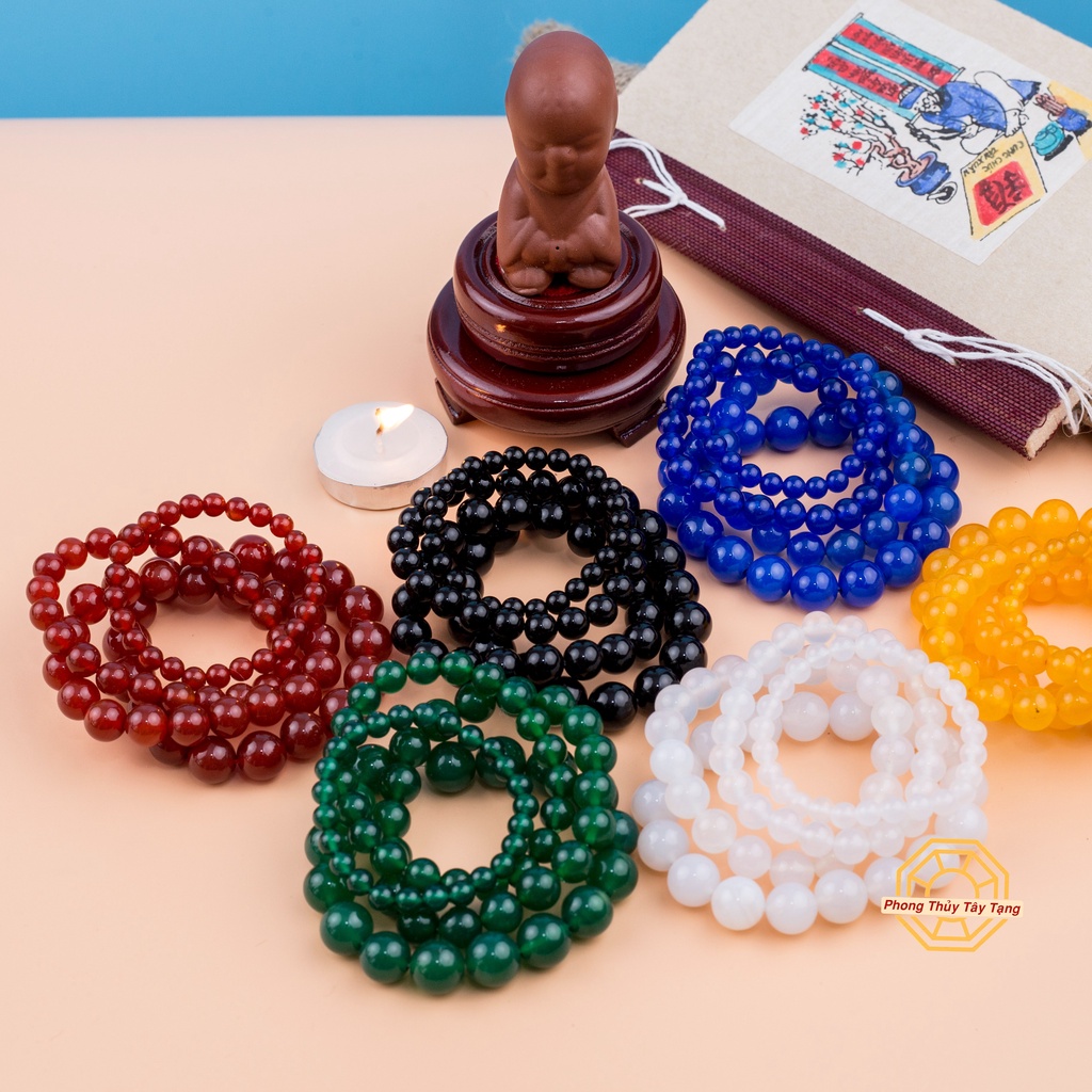 Vòng Tay Phong Thủy Đá M Nãoo Tự Nhiên  Nam Nữ Mệnh Kim Mộc Thủy Hỏa Thổ - Phong Thủy Tây Tạng HCM