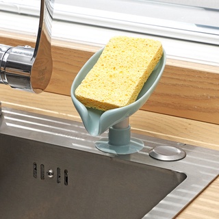 [Coco]Sponge Holder Sponge Draining Rack Leaf Shape Plastic Tray Draining Dish Kitchen Bathroom Supplies