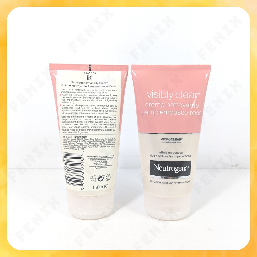 Sữa Rửa Mặt Neutrogena Dạng Kem 150ml -Pháp / Sữa rửa mặt dạng kem Neutrogena Creme Nettoyante pamplemousse Rose