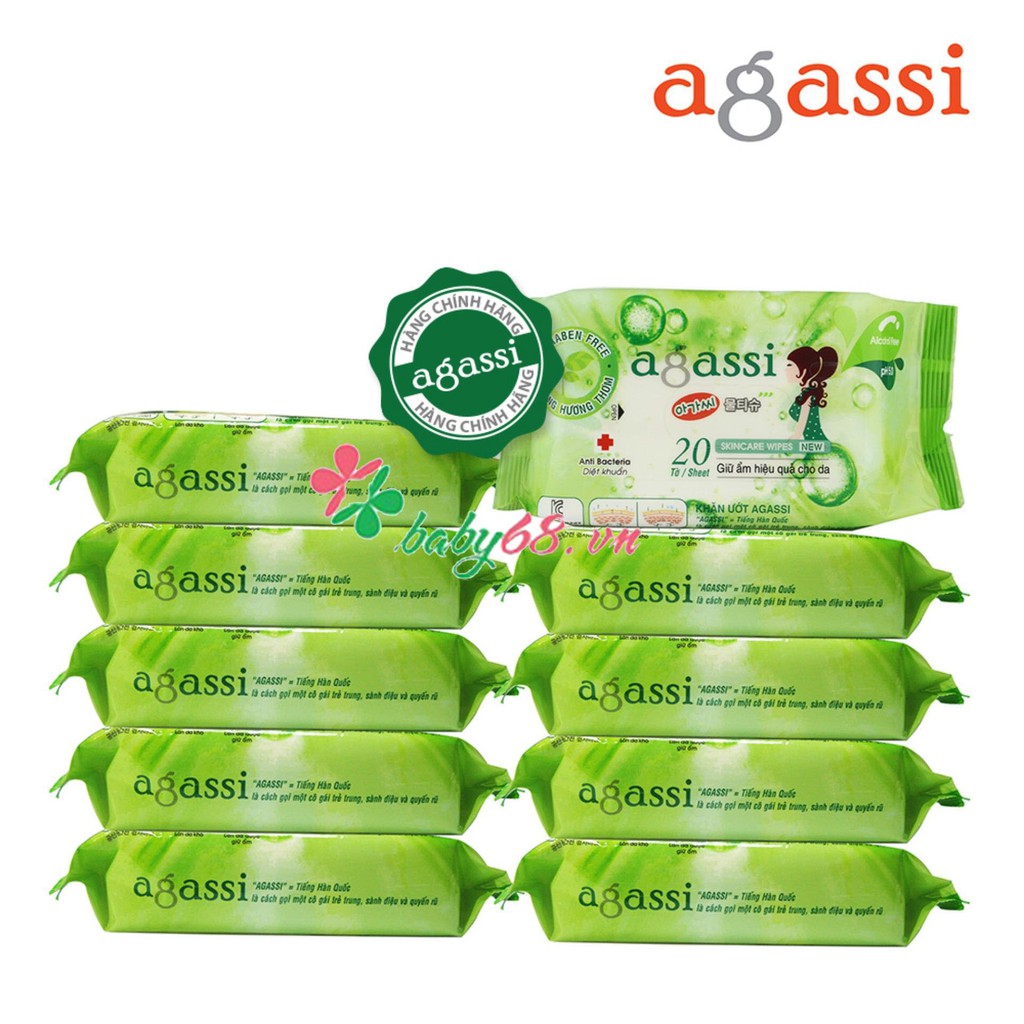 Khăn ướt Agassi có hương thơm nhẹ 20 tờ