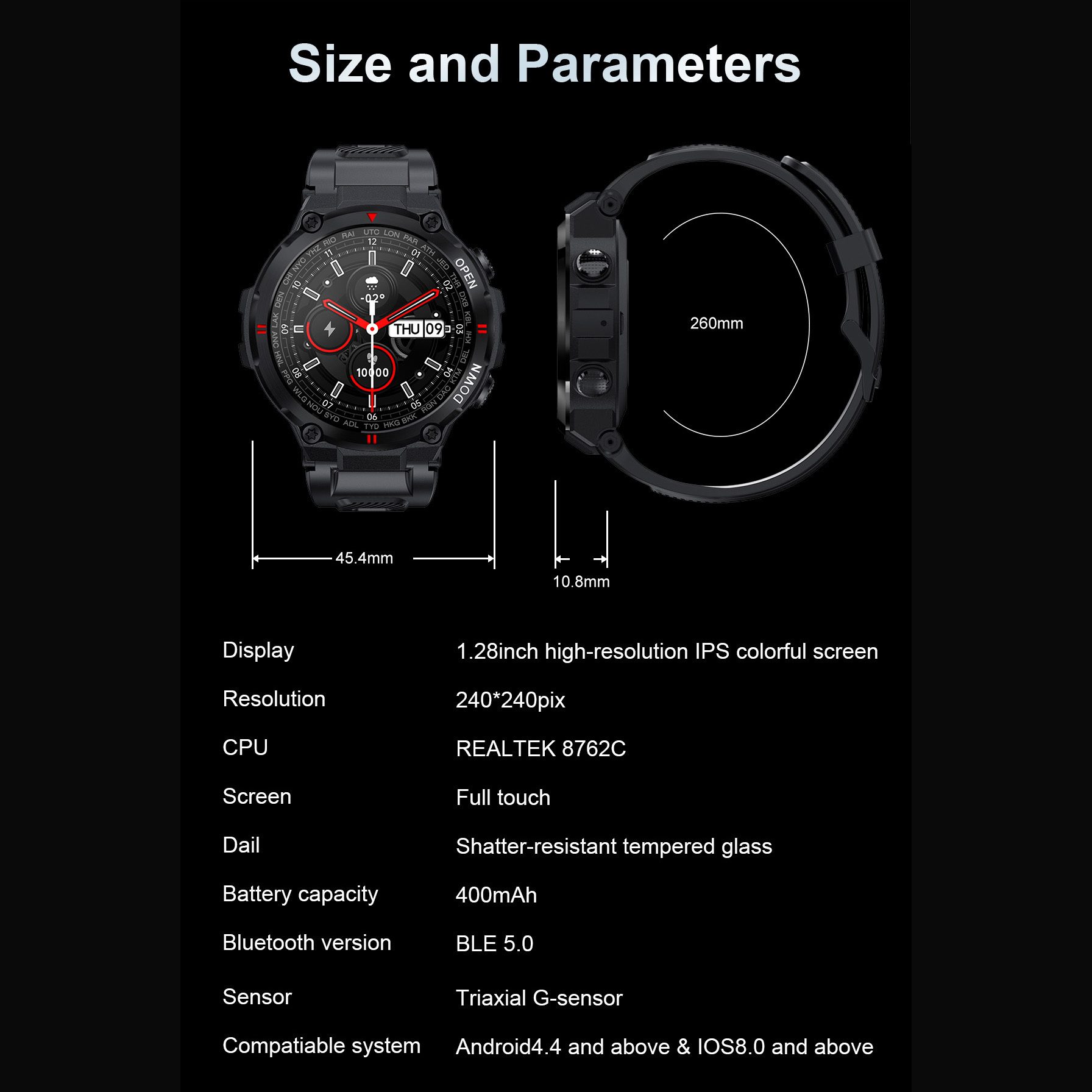 Đồng Hồ Thông Minh  COBRAFLY  K22 1.28 Inch Chống Nước Ip67 Giám Sát Nhịp Tim