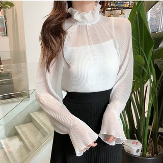 CiCi💎 Áo len xước tay loe