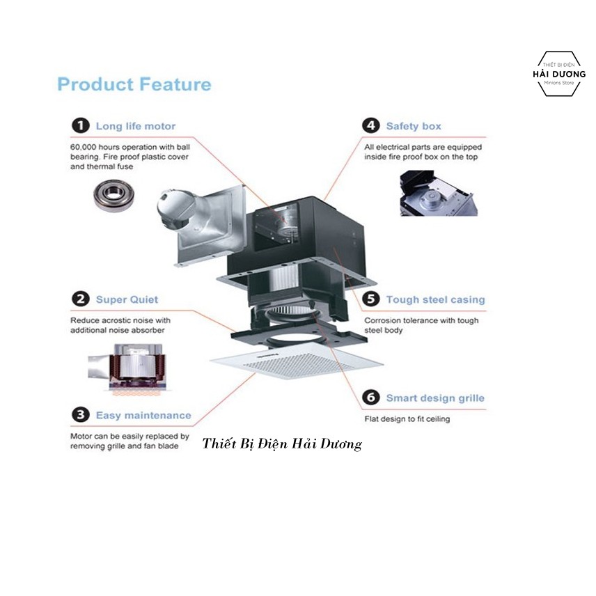 Quạt hút thông gió âm trần Panasonic FV-17CU8 - Khoét lỗ vuông 17cm - Bảo hành 1 năm