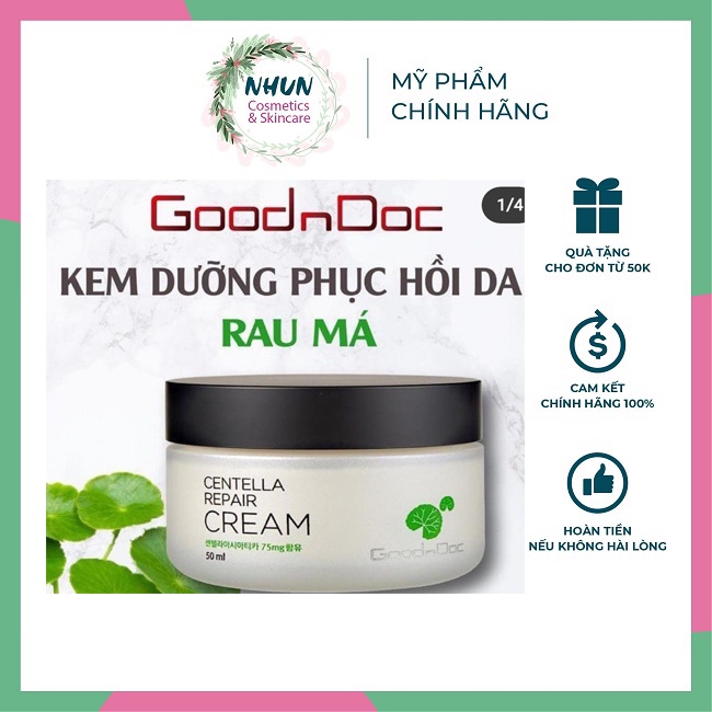 Kem Rau Má Dưỡng Ẩm Phục Hồi Giảm Thâm Nám Trắng Sáng Da Chống Lão Hóa GoodnDoc Centella Repair Cream - Nhungshika